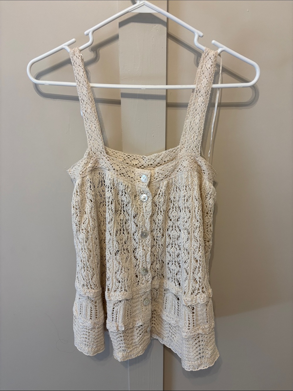 Zara Crochet Button-Front Tank Top
